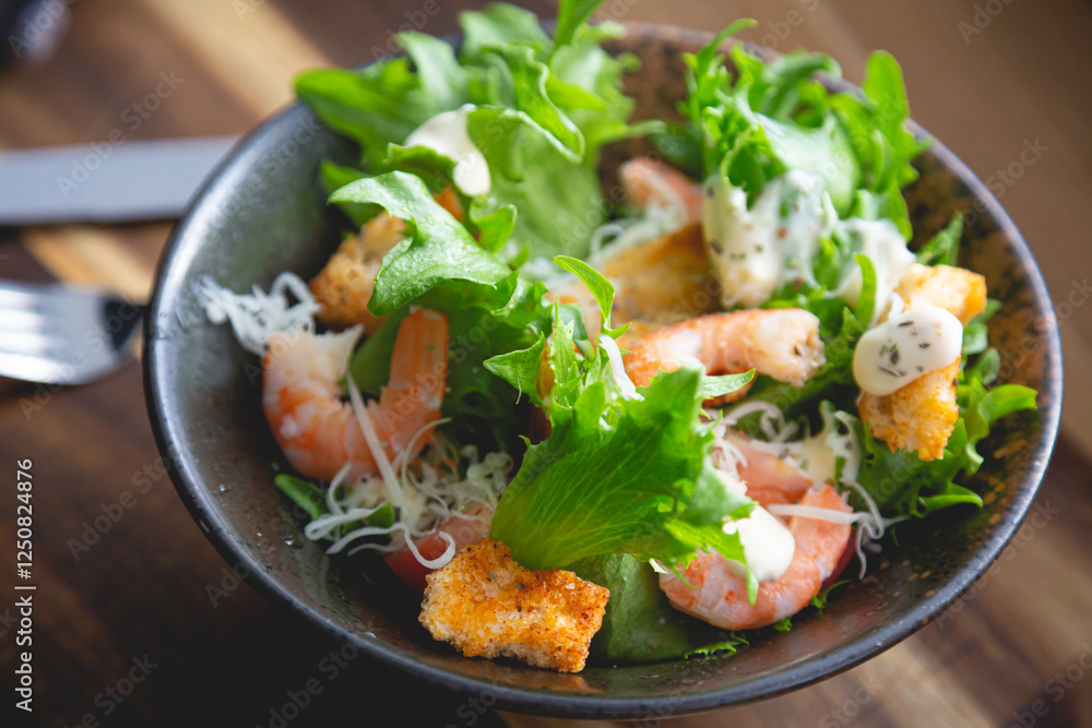 Salad with shrimps and cheese Salad with shrimps and cheese