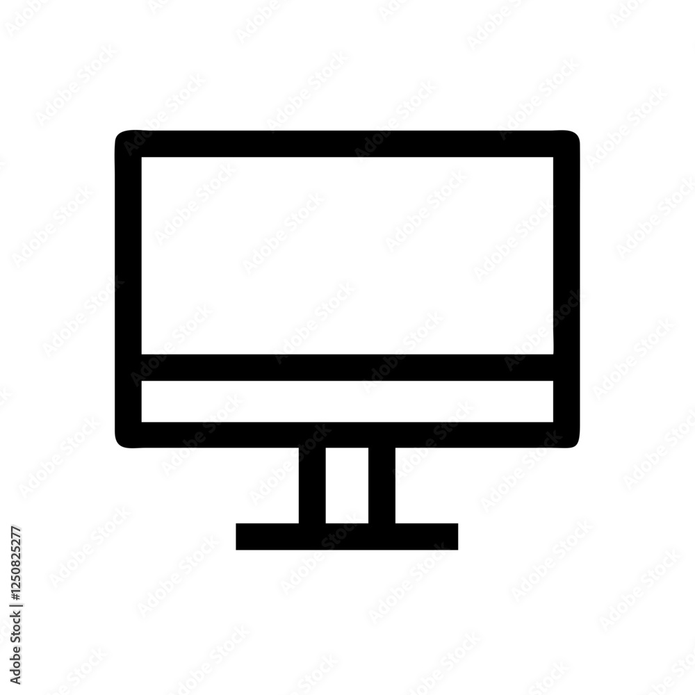 Minimalist computer monitor icon, simple and modern, in black outline design Minimalist computer monitor icon, simple and modern, in black outline design