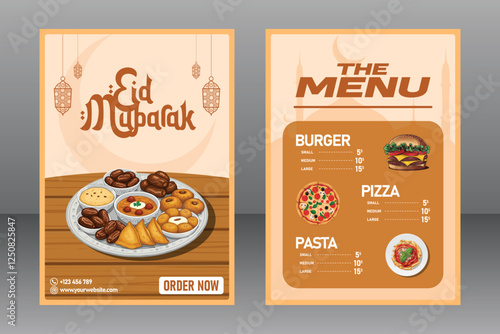 Square Editable Eid Mubarak Food Menu Poster or Flyer For Restaurant And Marketing Purposes, Food Poster, Food Banner, Food Flyer, Restaurant Poster, Restaurant Flyer, Restaurant Banner