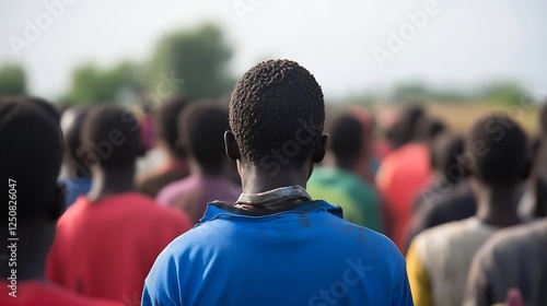 Back View of a Crowd of People in Vibrant Colored Shirts Indicating Diversity and Unity : Generative AI photo