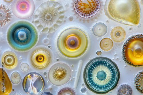 A beautiful and colorful collection of diatoms, a type of phytoplankton photo