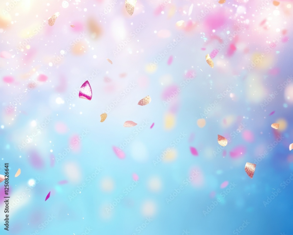 Fototapeta premium Pastel Confetti Falling Against A Soft Blue Background