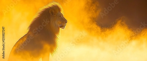 Majestic Lion Sunrise Savanna photo