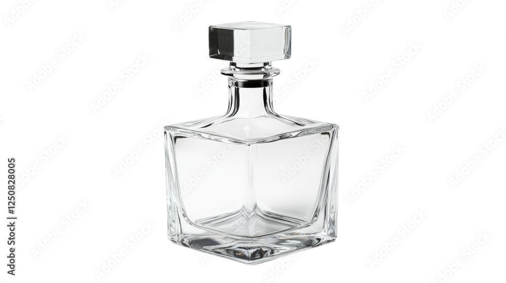 Isolated Ornate Glass Decanter with Geometric Stopper Isolated Ornate Glass Decanter with Geometric Stopper