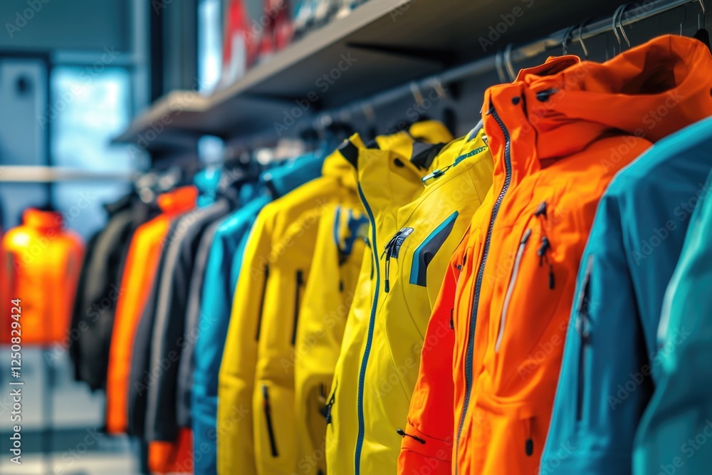 Jackets on display in a store, perfect for shopping or fashion inspiration Jackets on display in a store, perfect for shopping or fashion inspiration