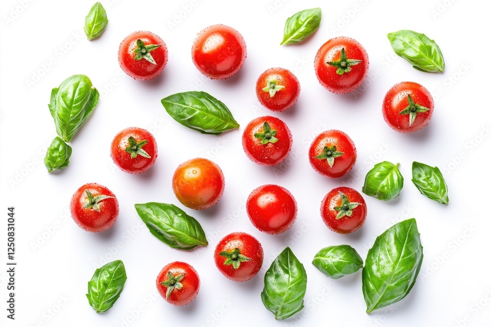 custom made wallpaper toronto digitalFresh tomatoes and basil leaves arranged on a white surface