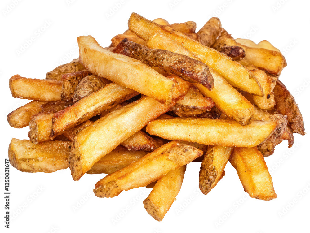 Isolated Golden Pile of Thick-Cut French Fries Isolated Golden Pile of Thick-Cut French Fries