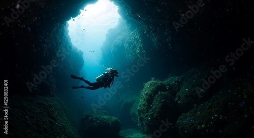 Wallpaper Mural scuba diver in the deep blue sea Torontodigital.ca