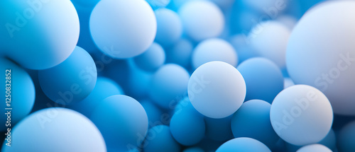 A visually captivating abstract composition of blue spheres, showcasing a harmonious blend of colors and shapes, perfect for backgrounds or scientific concepts.