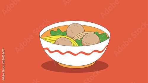 Semangkuk Bakso. Indonesian traditional meatball street food