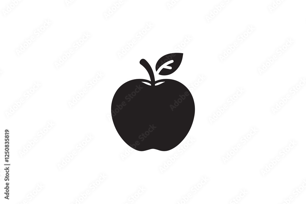 Apple vector silhouette isolated in white background Apple vector silhouette isolated in white background
