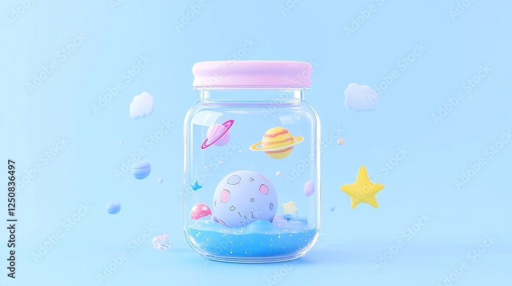 Miniature Cosmos in a Jar, whimsical doodle art encased in glass, set against a minimalist backdrop, inviting exploration of imagination within a vast, open space Miniature Cosmos in a Jar, whimsical doodle art encased in glass, set against a minimalist backdrop, inviting exploration of imagination within a vast, open space