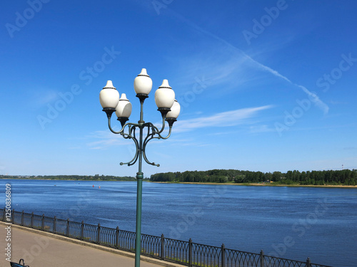 summer Volga embankment in Rybinsk photo