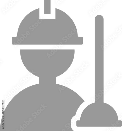 Flat style plumber icon in grey and white color.