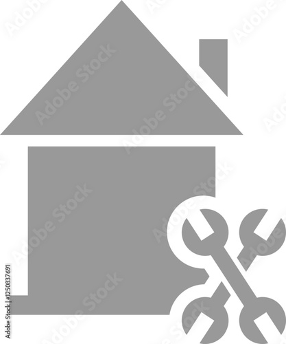 Flat style house repair icon in grey and white  color.