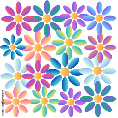 The gradient of colorful flowers gives a lovely and lively feeling when seen, seamless floral pattern