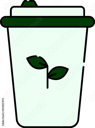Isolated Eco Trashbin Icon in Green and White Color.
