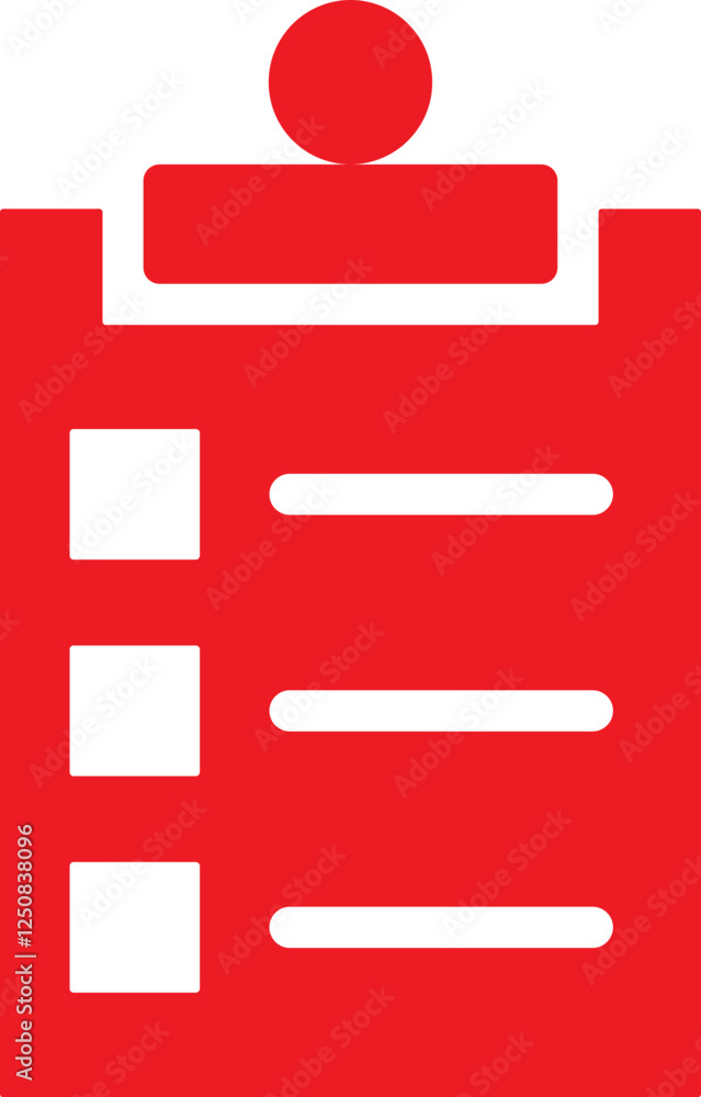 Flat style clipboard icon in red and white color. Flat style clipboard icon in red and white color.