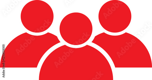 Flat style user group icon in red color.