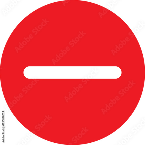 Flat style minus button icon in red color.