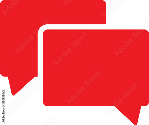 Flat style two speech bubble icon in red color.