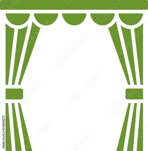 Stage with Curtain Icon in White and Green Color.