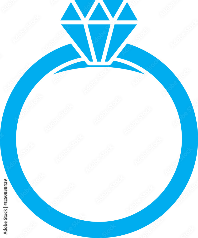 Blue Diamond Ring Icon in Flat Style. Blue Diamond Ring Icon in Flat Style.