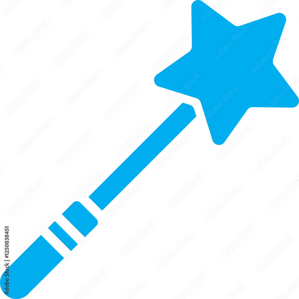 Isolated Blue Magic Wand Icon in Flat Style. Isolated Blue Magic Wand Icon in Flat Style.