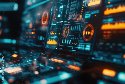 Wallpaper Mural Close-up view of a computer screen with many lights, great for tech-related concepts and presentations Torontodigital.ca