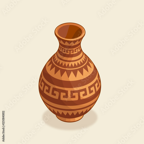 Native American Clay Pots art crafts African patterns Greek Vector Isometric Vase