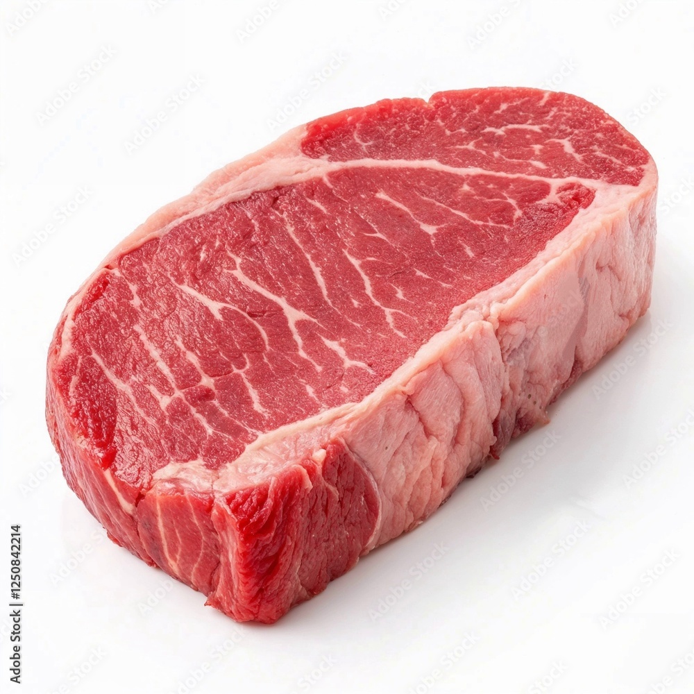 Raw beef steak on white background for healthy food concept Raw beef steak on white background for healthy food concept