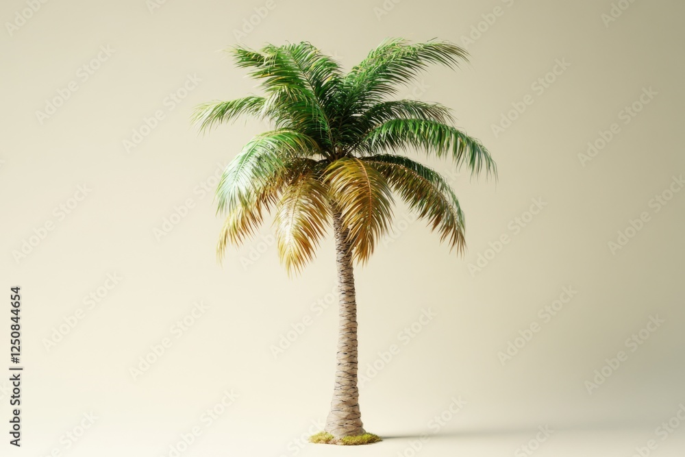 Obraz premium A small palm tree placed on a white surface