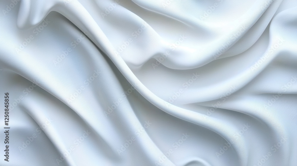 A close-up of flowing white fabric with gentle folds, ideal for backgrounds in fashion, wedding or interior design projects, conveying elegance and softness, A close-up of flowing white fabric with gentle folds, ideal for backgrounds in fashion, wedding or interior design projects, conveying elegance and softness,