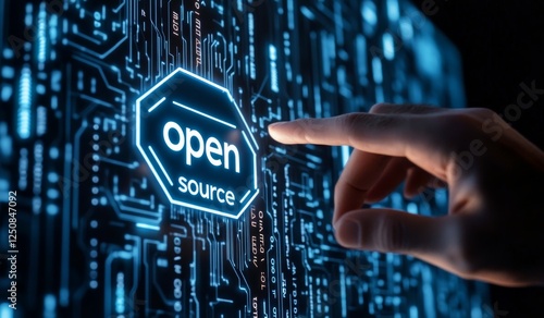 Open Source Technology Concept with Futuristic Digital Interface