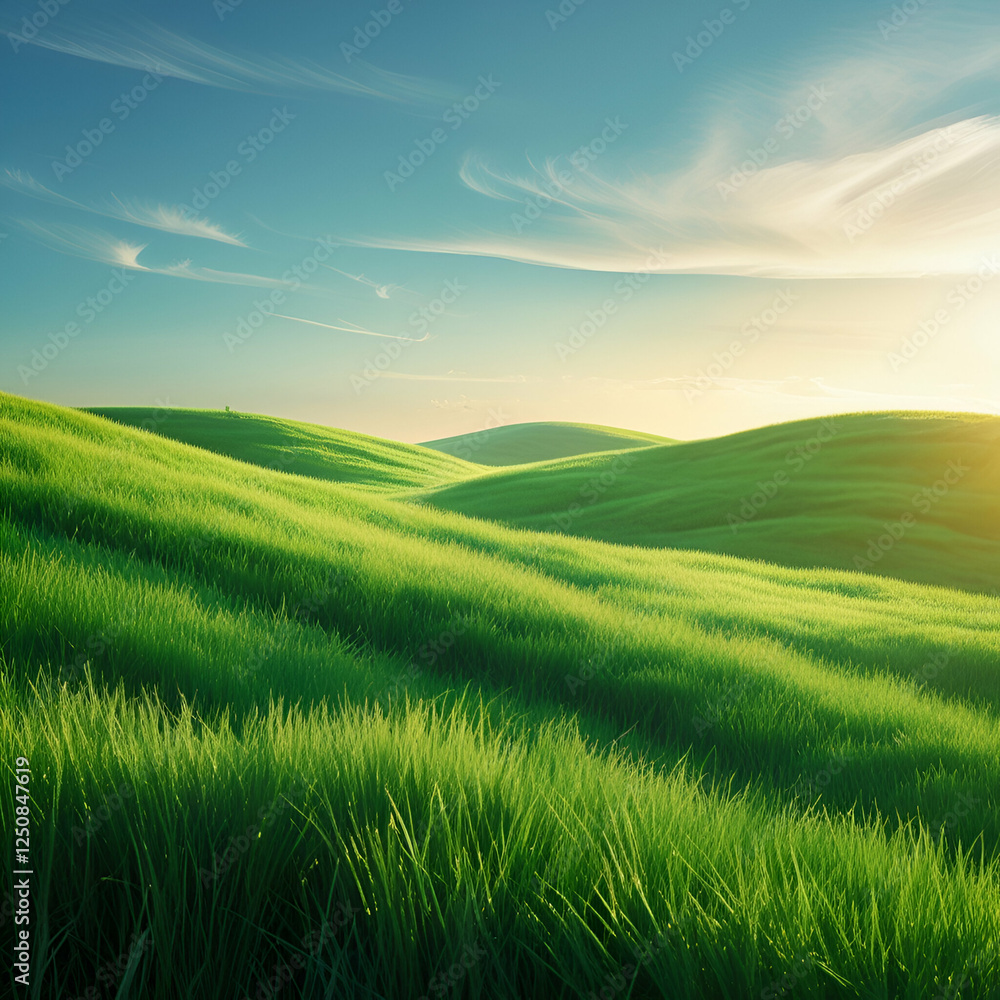 A fresh, vibrant grass field with soft golden sunlight.
A fresh, vibrant grass field with soft golden sunlight.