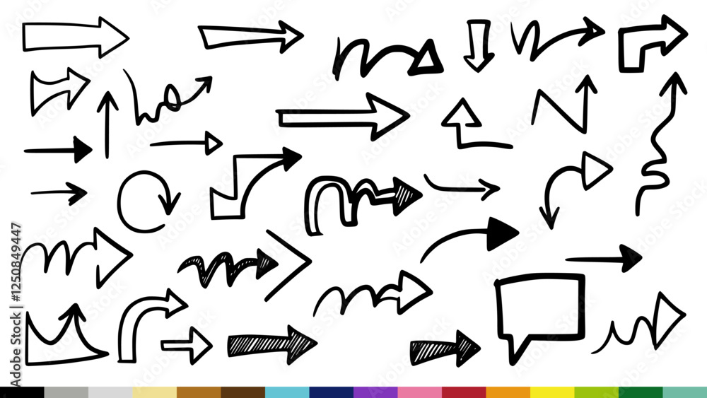 Hand Drawn Arrows Silhouette Vector Set - Illustration For Logos, Patterns, And Design Projects. Hand Drawn Arrows Silhouette Vector Set - Illustration For Logos, Patterns, And Design Projects.