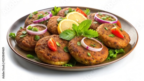 Mutton Shami Kebab White Background.