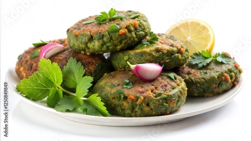 Indian Veg Kebab on White.