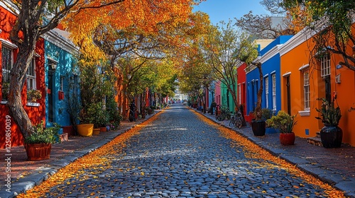 Colorful street autumn leaves, Cape Town. Possible use for travel brochures