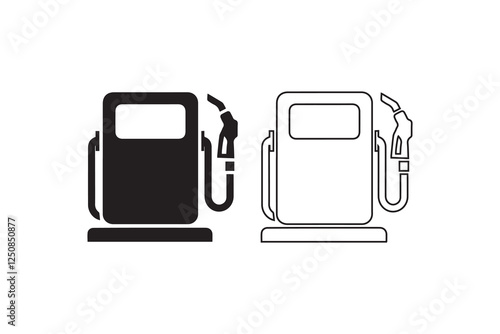 fuel pump station vector silhouette isolated in white background