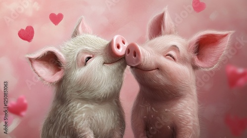 pig love cartoon illustration