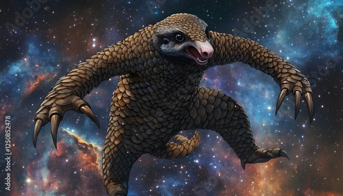 Wallpaper Mural Pangolin Space Creature Soars Through Cosmic Nebula Torontodigital.ca