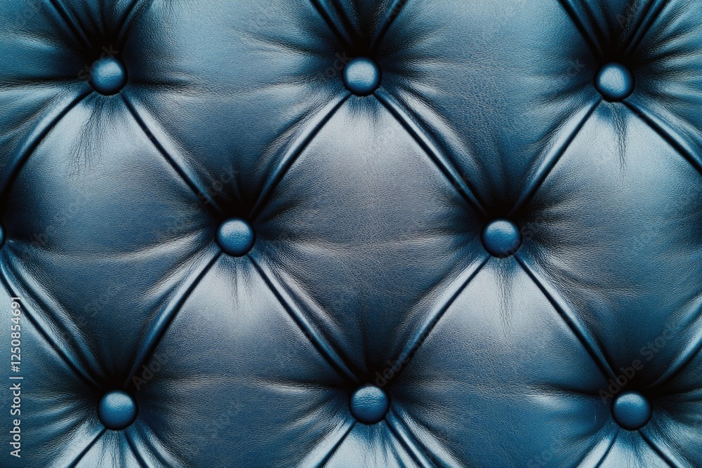 Fototapeta premium A close-up shot of a blue leather upholstery, perfect for interior design and furniture photoshoots