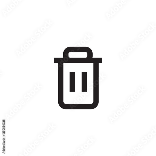 trash bin vector glyph flat liner illustration on white background