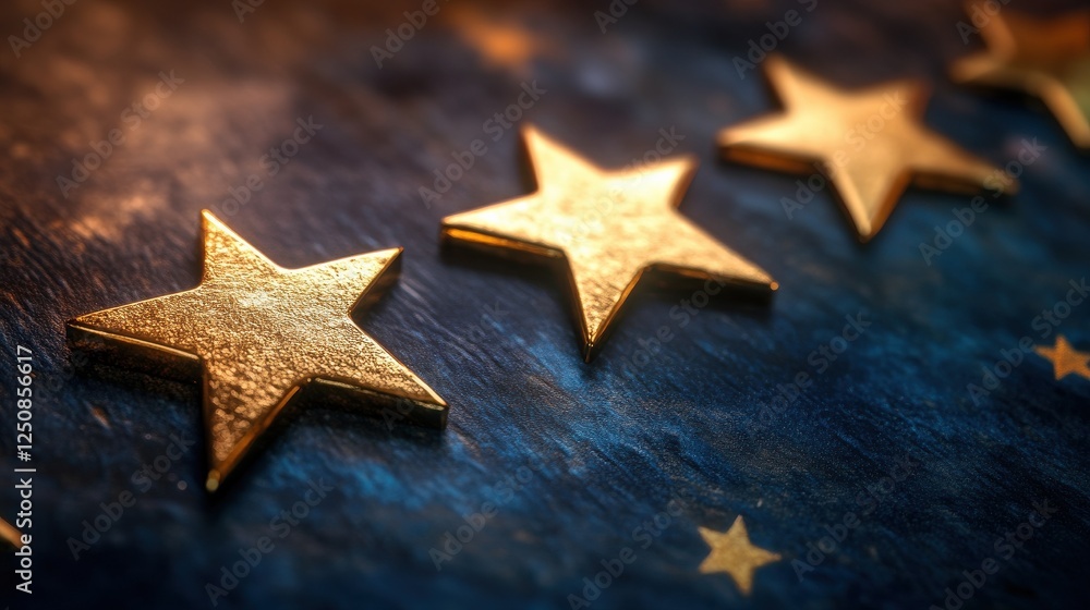 Illustration of a satisfied customer leaving star rating on a review platform Illustration of a satisfied customer leaving star rating on a review platform