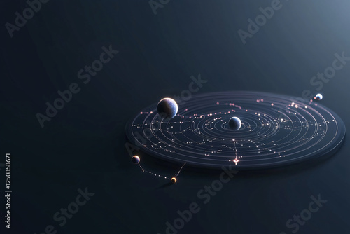 glowing astrological chart with planets orbiting in cosmic design, showcasing celestial beauty and harmony in universe