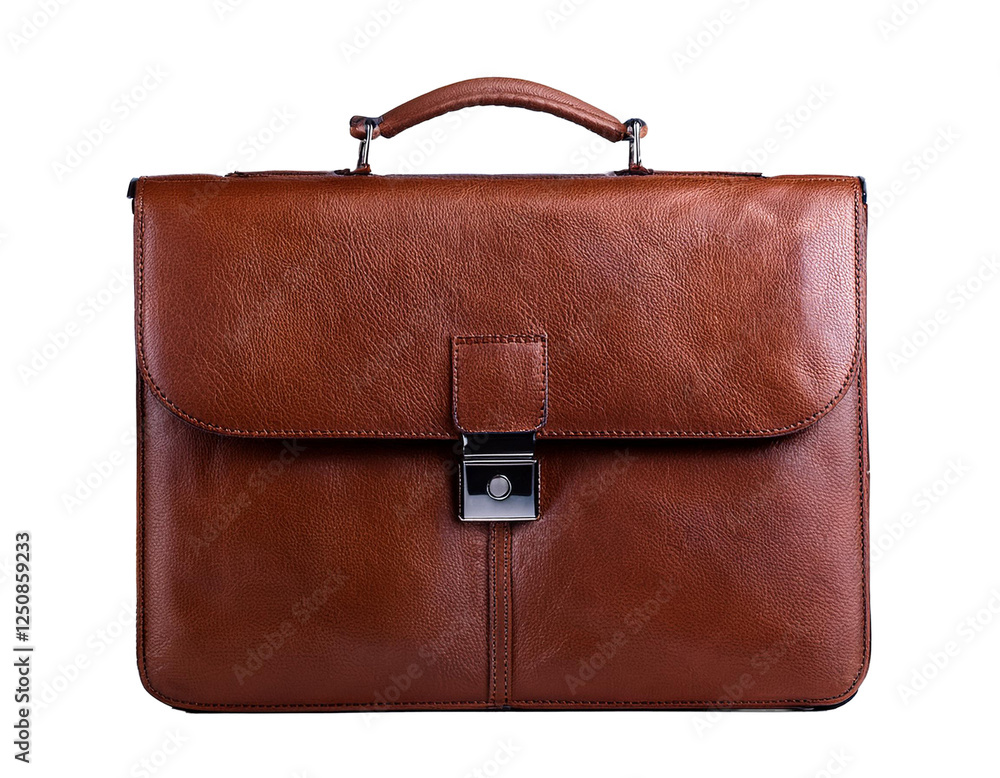 brown leather briefcase isolated