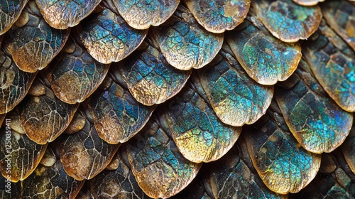 Wallpaper Mural Close-Up of Colorful Scales with Iridescent Texture and Patterns Torontodigital.ca