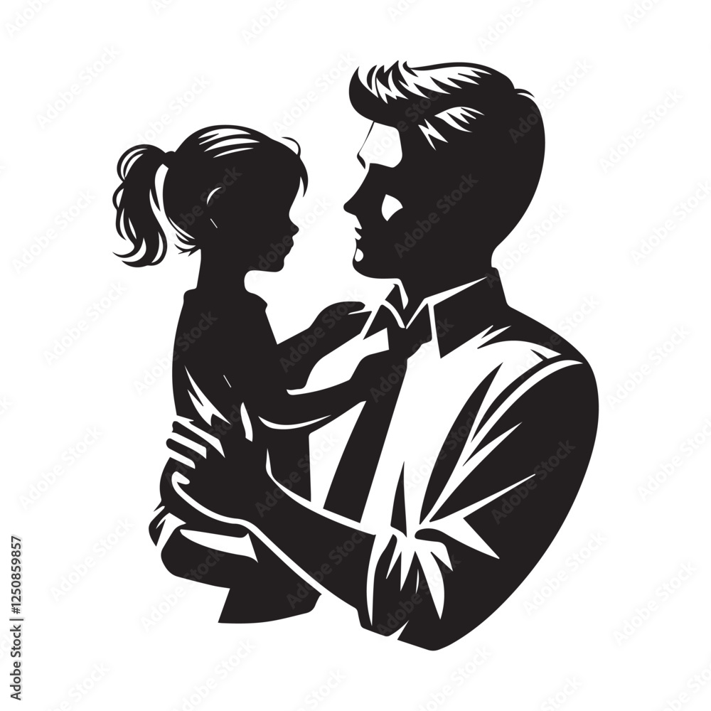 Father and daughter vector on white background Father and daughter vector on white background