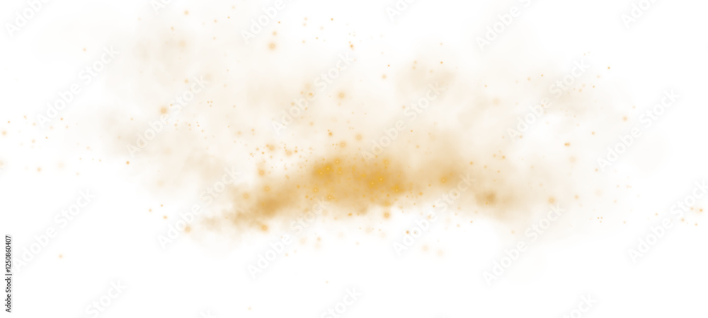A soft golden dust cloud with glowing sparks, giving a magical and dreamy atmosphere on a white background. A soft golden dust cloud with glowing sparks, giving a magical and dreamy atmosphere on a white background.